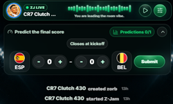 A score prediction panel inside a Zorb room